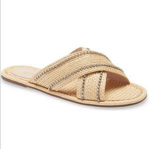 Schutz Carlotta Sparkle Raffia Slide Sandal